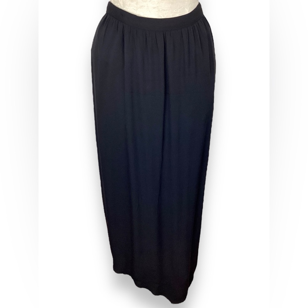 Alice + Olivia Black Silk Asymmetrical Raw Hem Maxi Skirt whimsigoth